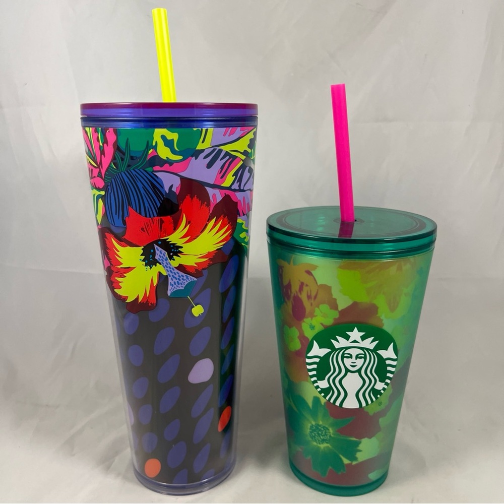 Starbucks Summer 2023 Blue Hiabiscus 24 oz & 2022 Strawberry Green 16 oz Cups